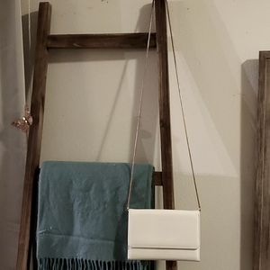 Small White Foldover Crossbody Bag w/ a Gold Chain
